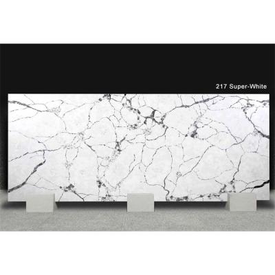 China Artificial Marble White And Gray Slab Cost Quartz Slabs Countertops Cambria Substitute Caesarstone Calacatta Modern Stone Price Plate for sale