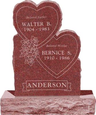 China Modern Granite Child Double Head Grave Angel Heart Tombstone Design Upright Polished Emerald Pearl Imperial Black Red Headstone for sale