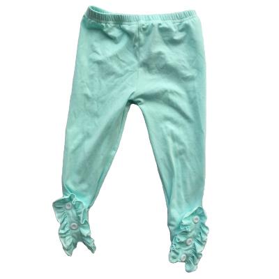 China Fade Proof Fashion New Baby Girls Pure Color Cotton Ruffle Tie Pants Kids Casual Pants Style Cute Baby Pants for sale