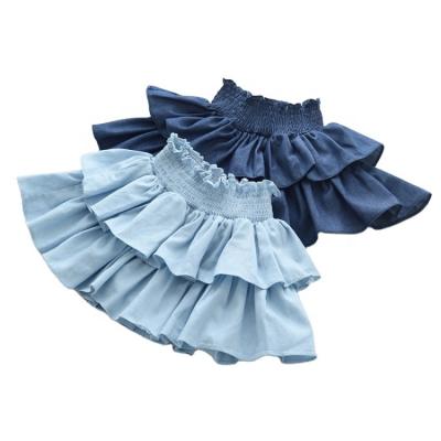 China New Anti-wrinkle Summer Babies Cotton Solid Double Ruffles Lovely Shorts Korean Style Short Skirts For Girls for sale