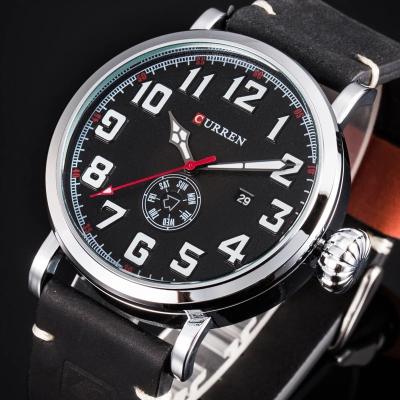 China Auto Date Curren 8283 Men Watch Big Dial Digital Fashion Brand Male Wrist Watch Calendar Quartz Leather Casual Clock Reloj Hombre for sale