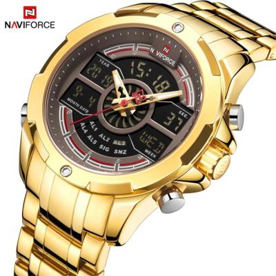 China 2020 Luxury Men's Sports Automatic Date NAVIFORCE Brand Digital Backlight EL Backlight Chronograph Military Waterproof Mens Wristwatches Clock for sale