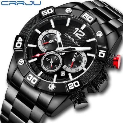 China CRRJU 2292 New Watches Waterproof Luxury Brand Men's Casual Chronograph Stainless Steel Band Wristwatch Quartz Clock With Luminous Watch for sale