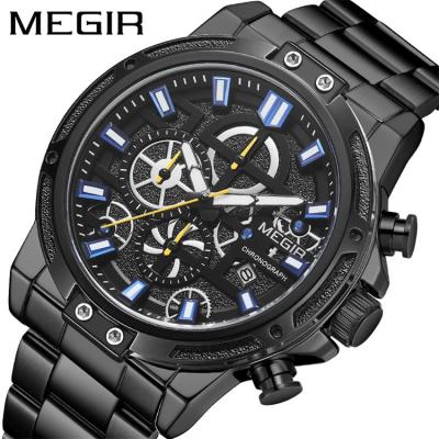 China Luxury Brand New MEGIR 2108 Chronograph Watches Men's Quartz Shape Casual Male Sports Watch Full Steel Military Watches Relogio Masculino for sale