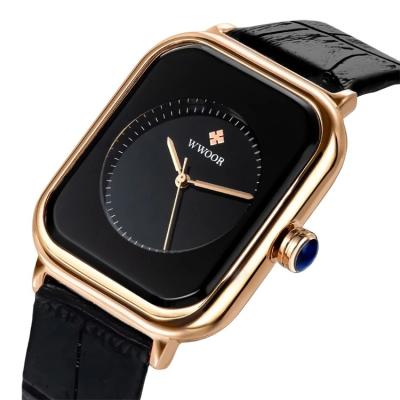 China Water Resistant wwoor 887 Women's Square Watches Top Brand Luxury Fashion Montre Femme Reloj Mujer Ladies Dress Quartz Black Leather Wrist Watch for sale