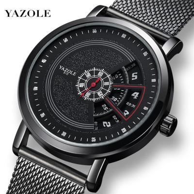 China Water Resistant Yazole 509 Reloj Hombre Male Clock 510 511 Mens Watch Fashion Creativity Quartz Wrist Watch Stainless Steel Strap Hollow Band for sale