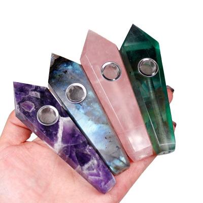 China Wholesale Natural Crystal Stone Smoking Pipe Healing Quartz Jewelry Cigarette Point Magic Wand Gemstone Gemstone Gift From China for sale