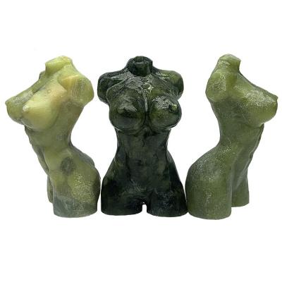 China Wholesale Natural Feng Shui Crystal Open Carving Stone Hand - Bust Statue Xiuyan Jade Quartz Female Naked Female Body Torso Mannequin for sale