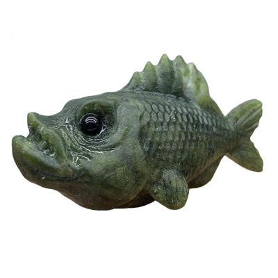 China China wholesale natural crystal crafts carving stone hand - carved piranha fish statue Xiuyan jade quartz for home decoration for sale