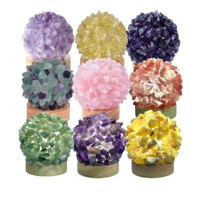 China Wholesale Europe craft table lamp healing tumble crystal stone rose natural quartz agate amethyst gravel chips bedroom decoration for sale