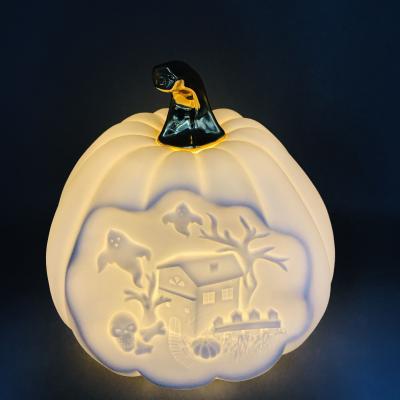 China Eco - Friendly No Brand Porcelain Ghost Decor Warm Light Pumpkin LED for sale