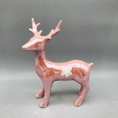 China Europe Factory Directly Sales Snowflake Decor Pink Porcelain Deer for sale