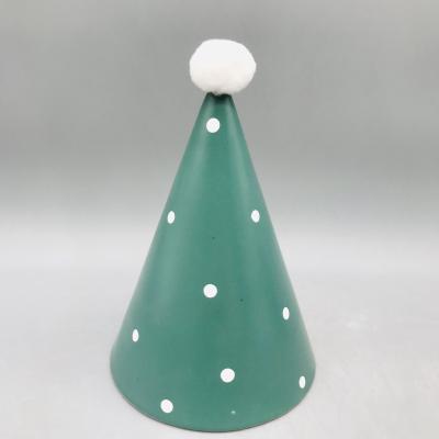 China Eco - Friendly Customized Dots Decor Green Porcelain Christmas Tree With Balls White for sale