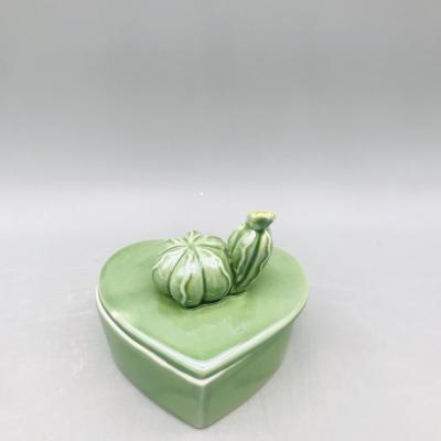 China Heart Shape Green Cactus Eco - Friendly Popular Porcelain Jewelry Packaging Boxes for sale