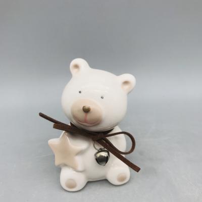 China Europe China Brand Small Porcelain Teddy Bear Hand Painted Decoration for sale