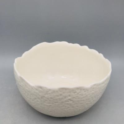 China Low Price Irregular White Rim Round Shape Porcelain Flower Pot Eco - Friendly for sale