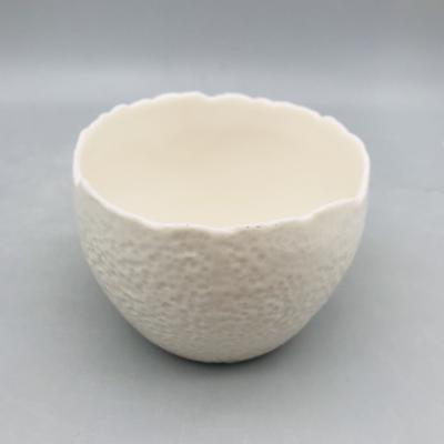 China Lowest Price Porcelain Eggshell Irregular Shape White Rim Flower Pot Eco - Friendly for sale