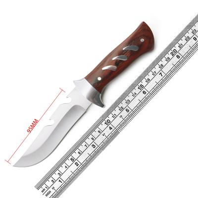 China Non-variable Color Fixed Straight Wood Handle Long Blade Stainless Steel Outdoor Universal Cutter With Nylon Cover for sale