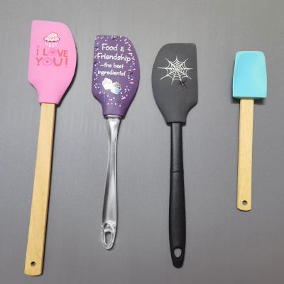 China Viable Silicone Spatula Non-Stick Tipping Spatulas With Different Types Printing Christmas Halloween Easter Silicone Festival Spatula for sale