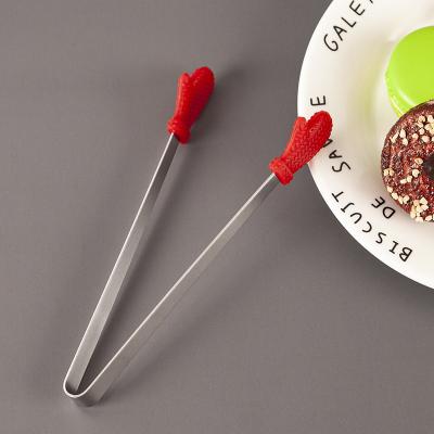 China Viable Ice Clips High Quality Stainless Steel with Multicolor Mini Silicone Sugar Ice Cube Tongs Cookie Clips for sale