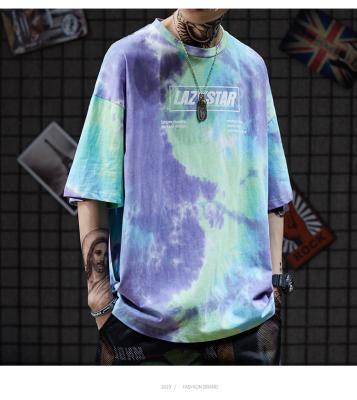 China Colorfull Green Tie Dye Men Streetwear Camisetas 130gsm-230gsm Tecido Piorado Fabricantes de roupas streetwear à venda