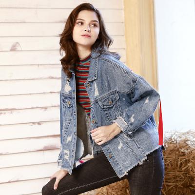 Chine usine de vêtements sur mesure Chine Imprimé Personnalité Dames Vestes Manteaux BF Loose Fit Denim Jacket à vendre