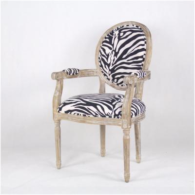 China OEM Upholstered Black And White Zebra Pattern Leisure Dining Chair Antique Kitchen Dining Chair for sale