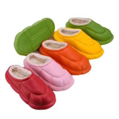 China Fashion Trend Fur Slipper Warm Indoor Boots For Women Indoor Soft Waterproof Winter Eva Half Slippers Winter Men Slippers for sale