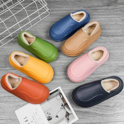 China Winter Fashion Trend Fashion Fur Slippers Women Indoor Warm Waterproof Man Thick Eva Cotton Unique Slippers for sale