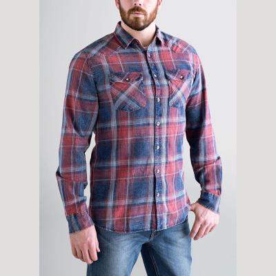 China Casual Long Sleeve Shirts Custom Plaid Pattern Printed Mens Casual Shirts for sale