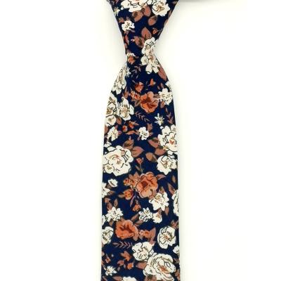 China Colorful Floral Ties 2021 New Design Cotton Flower Printed Tie Men for sale