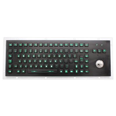 China Plug and play 89 keys customized black rugged metal stainless steel trackball industrial keyboard for sale