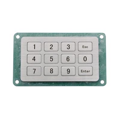 China Cheap Matrix Vandal Proof Numeric Keypad 3X4 12 Keys Matrix Metal Vandal Proof Metal Industrial Numeric Keypad for sale