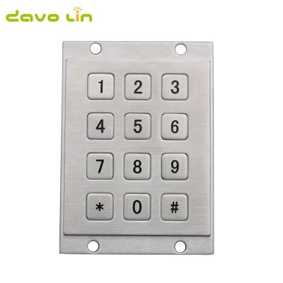 China Numeric Keypad Metal USB Keyboard with 12 Keys 3x4 Keypad Mini Keyboard Stainless Steel Kiosk Industrial Numeric Keypad for sale