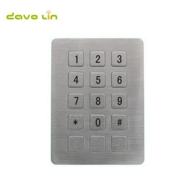 China Custom Vandal Proof 3x5 Keys Matrix Mini Kiosk Stainless Steel Rugged Industrial 15 Numeric Metal Keypad Waterproof Vandal Proof for sale