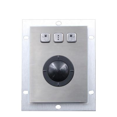 China Mini Compact Stainless Steel Industrial vandal proof 36mm with 2 buttons for self-service metal trackball mouse for sale