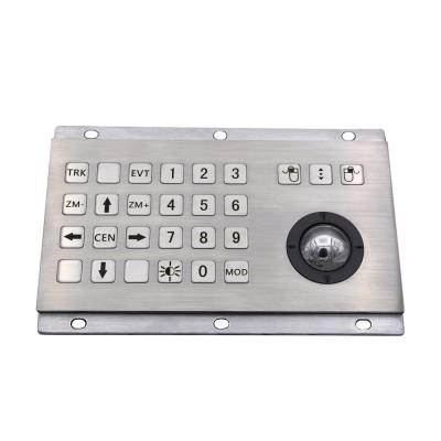 China Metal Keyboard With 24 Keys IP65 Waterproof Industrial Trackball Keyboard Stainless Steel Trackball With Built-in Numeric Keypad for sale