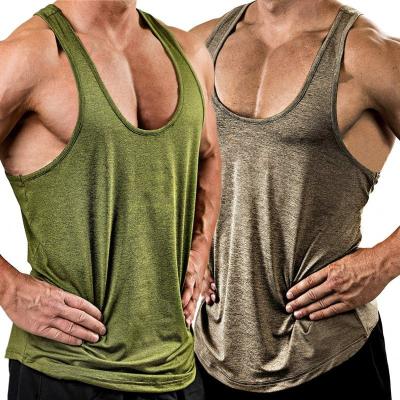 China Wholesale Best Breathable QUICK DRY Kinds Of Fabric Workout Plain Gym Tank Tops Men'S V-Neck Tank Top for sale