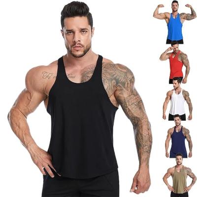 China QUICK DRY Mens Muscle Cut Out Gym Tank Tops Workout Running Stringer Tank Tops Bodybuilding Fitness Men for sale