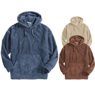 China Custom Anti-wrinkle Men's Style Casual Long Sleeve Corduroy Hoodies Solid Color Hoodies Streetwear Hooded Hoodies for sale