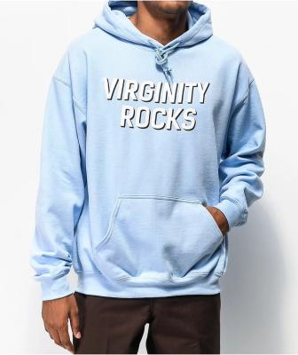 China 2022 Anti-Wrinkle Mens Hoodies And Sweatshirts Virginity Rocks Light Blue And White Hoodie for sale