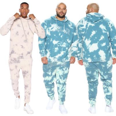 China Wholesale Custom Logo Cotton Two Piece Tracksuit Men Tie Dye Thermal Tracker Sets for sale