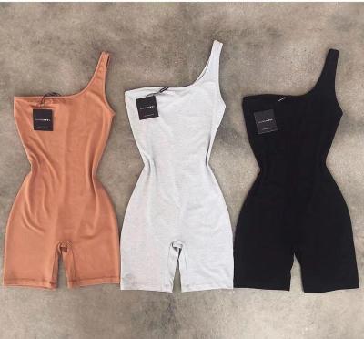 China Logo No Moq Sexy Bodycon Custom Made Breathable One Shoulder Overalls Shapewear Jumpsuits Women One Piece Jumpsuit for sale