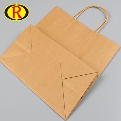 China Custom Brown Kraft Paper Handle Eco - Friendly Bag , Craft Gifts Bags for sale