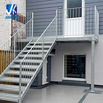 China Qingdao Industrial Manufacturer Prefab Indoor / Outdoor Staircase Indoor Outdoor Galvanized Steel Stringer Steel Metal Stairs for sale