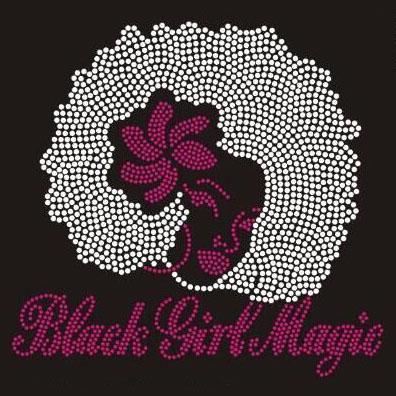 China Wholesale Black Afro Girl Rhinestone Flatback Magic Girl Iron On Pattern for sale