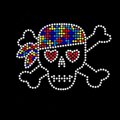 China Flatback Custom Design Rhinestone Heat Transfers Rhinestone Transfer Skull Designs For T Shirt for sale