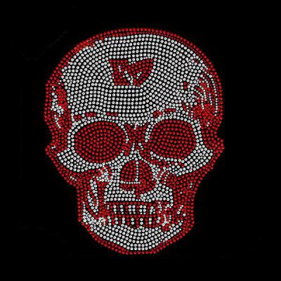 China Flatback Factory Wholesale Custom Design Skull Logo Hotfix Rhinestone Heat Transfer Branding For T-shirt for sale