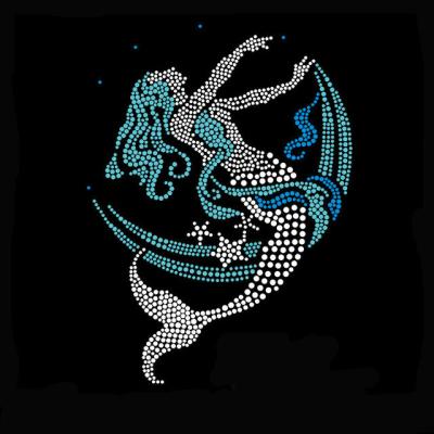 China Custom Flatback Fashion Mermaid Rhinestone Transfer Print For T Shirt Designs for sale