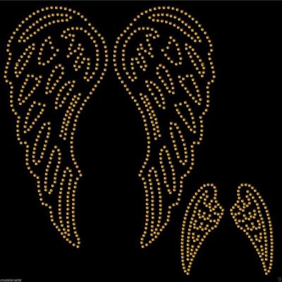 China Flatback Pray Faith Design Cross With Angel Wings Crystal Stone Rhinestone Transfer Pattern For Apparel for sale